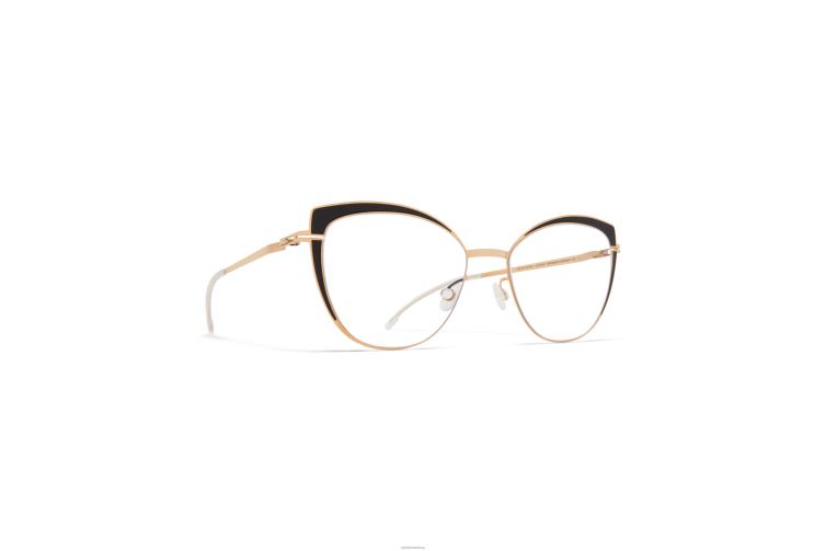 MYKITA Kelsey Jahrzehnte Brillen Rahmen: Champagnergold/Tiefschwarz J6D22760