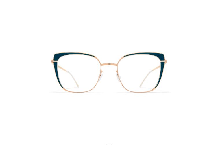 MYKITA Viola Jahrzehnte Brillen Rahmen: Champagnergold/Lagunengrün J6D22764