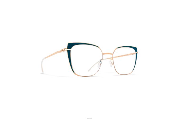 MYKITA Viola Jahrzehnte Brillen Rahmen: Champagnergold/Lagunengrün J6D22764