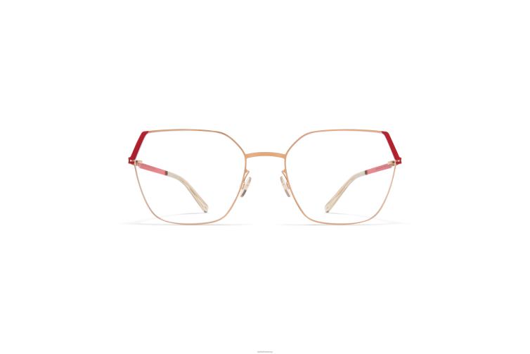 MYKITA Stine Lite-Brille Rahmen: Champagnergold/Goji-Rot J6D22787