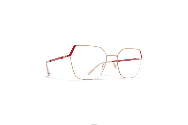 MYKITA Stine Lite-Brille Rahmen: Champagnergold/Goji-Rot J6D22787