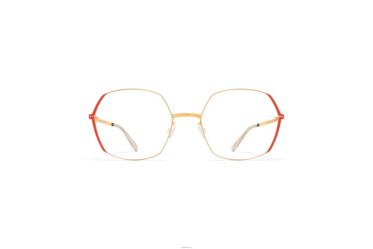 MYKITA majvi Lite-Brille Rahmen: glänzendes Gold/Taglilienorange J6D22412