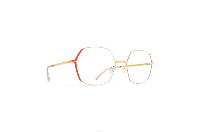 MYKITA majvi Lite-Brille Rahmen: glänzendes Gold/Taglilienorange J6D22412