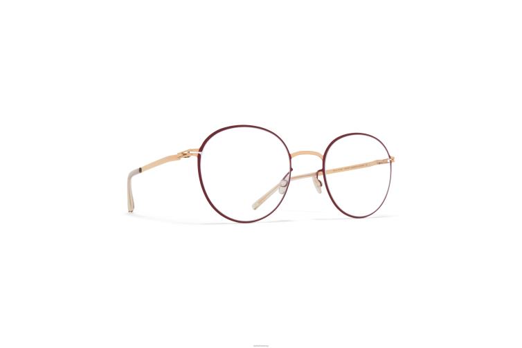 MYKITA vabo Lite-Brille Rahmen: Champagnergold/Cranberry J6D22682