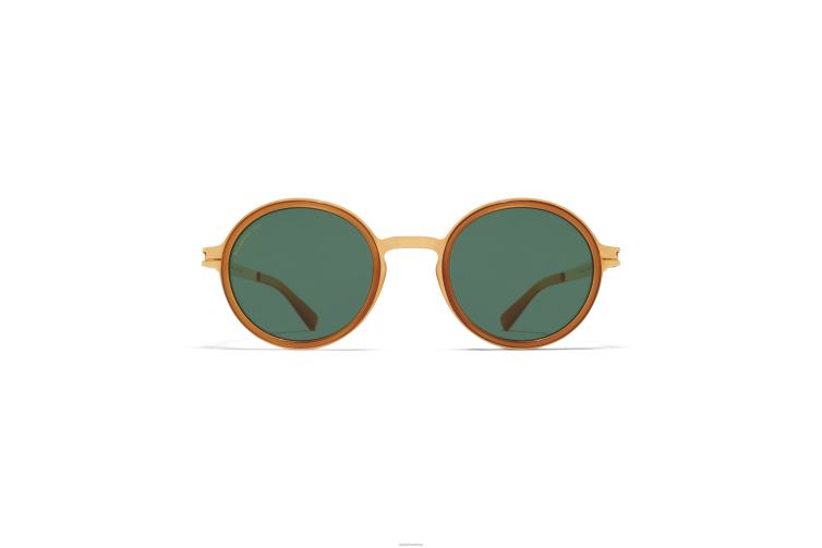 MYKITA Dayo Acetat-Sonnenbrille Rahmen: A56 glänzendes Gold/Braun Dunkelbraun|Gläser: polarisiert Pro Green 15 J6D22186