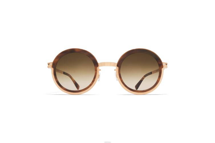 MYKITA Phillys Acetat-Sonnenbrille Rahmen: A80 Champagnergold/Galapagos | Gläser: Rohbraun mit Farbverlauf J6D22187