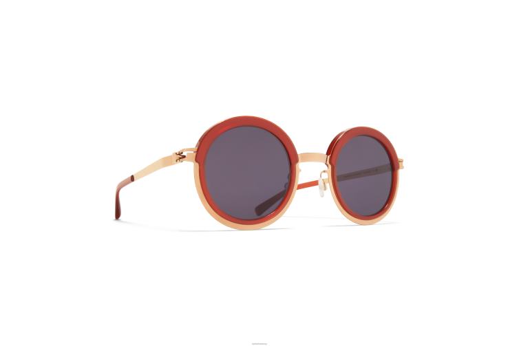 MYKITA Phillys Acetat-Sonnenbrille Rahmen: A82 Champagnergold/Milky Peach | Gläser: Cool Grey Solid J6D22190
