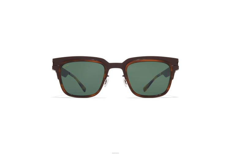 MYKITA Raymond Acetat-Sonnenbrille Rahmen: A78 Dunkelbraun/Streifenbraun|Gläser: Polarisiert Pro Green 15 J6D22159