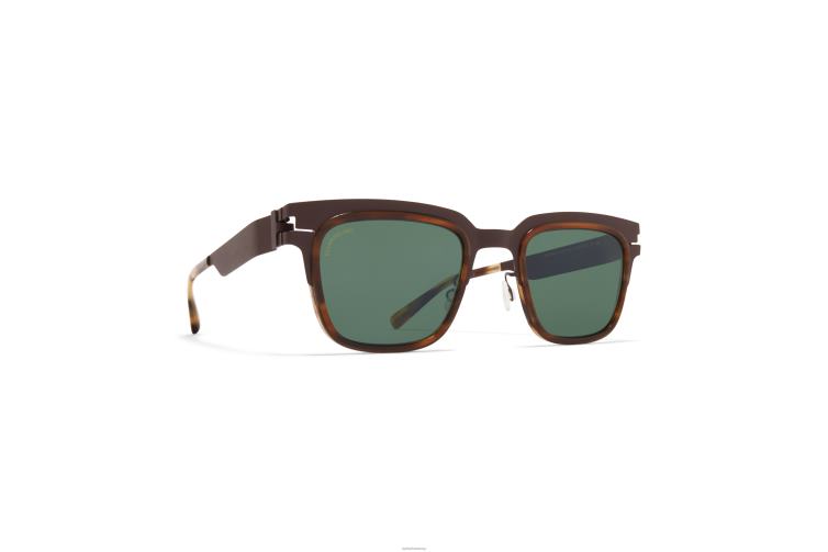 MYKITA Raymond Acetat-Sonnenbrille Rahmen: A78 Dunkelbraun/Streifenbraun|Gläser: Polarisiert Pro Green 15 J6D22159