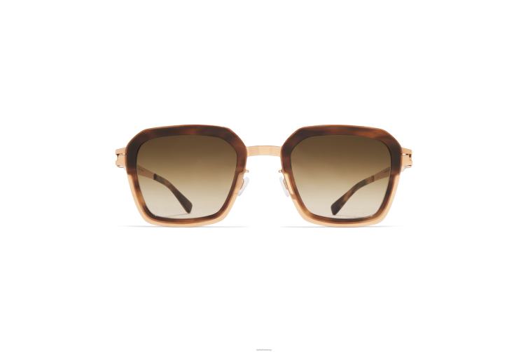 MYKITA neblig Acetat-Sonnenbrille Rahmen: A80 Champagnergold/Galapagos | Gläser: Rohbraun mit Farbverlauf J6D22232
