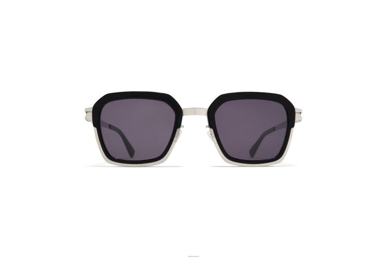 MYKITA neblig Acetat-Sonnenbrille Rahmen: A81 glänzendes Silber/Schwarz | Gläser: cool grey solid J6D22231