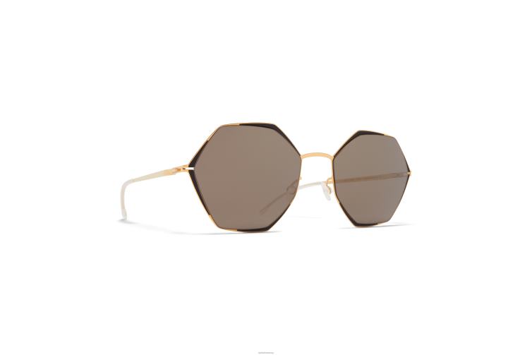MYKITA alessia Jahrzehnte Sonnenbrille Rahmen: Gold/Tiefschwarz|Gläser: Brillantgrau massiv J6D22104