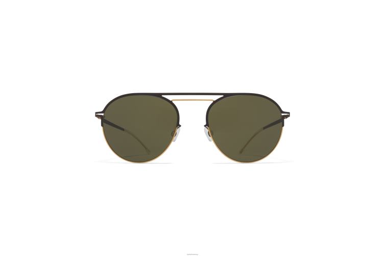 MYKITA duane Jahrzehnte Sonnenbrille Rahmen: Gold/Dunkelbraun|Gläser: Raw Green Solid J6D2225