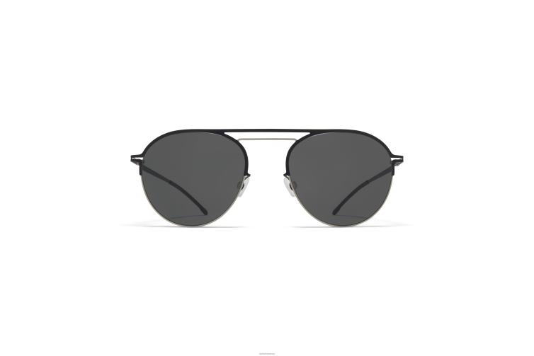 MYKITA duane Jahrzehnte Sonnenbrille Rahmen: mattsilber/tiefschwarz|Gläser: dunkelgrau einfarbig J6D2223