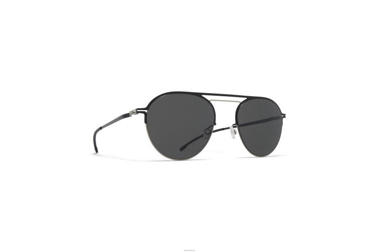 MYKITA duane Jahrzehnte Sonnenbrille Rahmen: mattsilber/tiefschwarz|Gläser: dunkelgrau einfarbig J6D2223