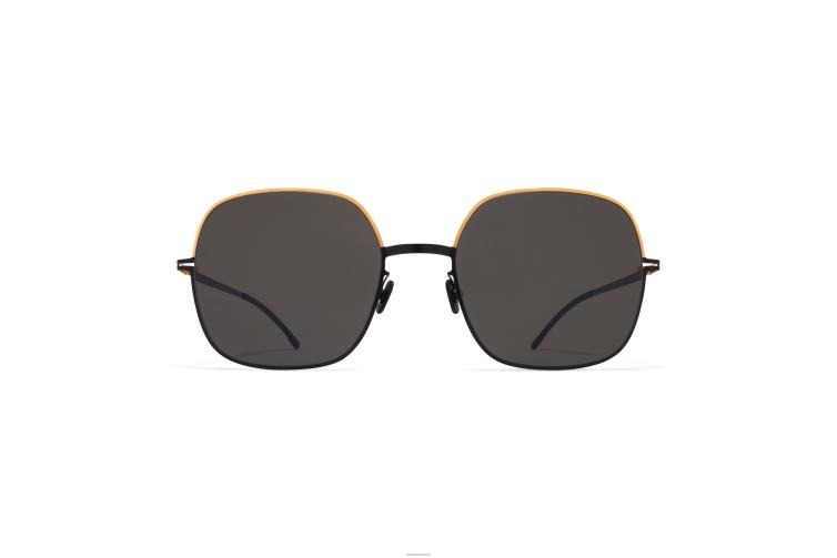 MYKITA magda Jahrzehnte Sonnenbrille Rahmen: Gold/Tiefschwarz|Gläser: dunkelgrau einfarbig J6D22110