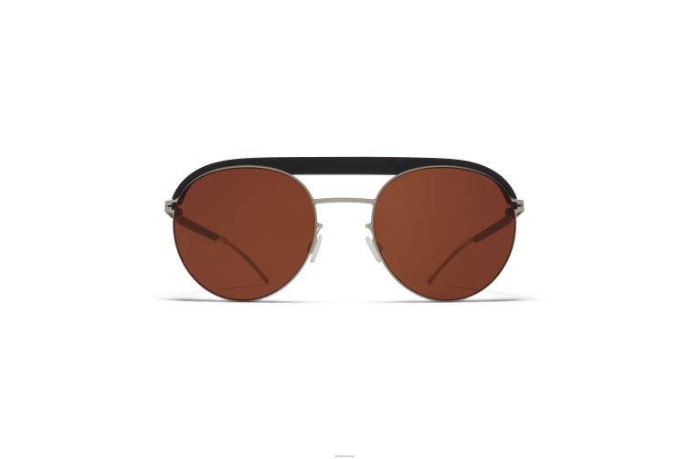 MYKITA ml01 Leica-Sonnenbrille Rahmen: MH49 Pechschwarz/Mattsilber | Linse: Leica Amber Solid J6D2258
