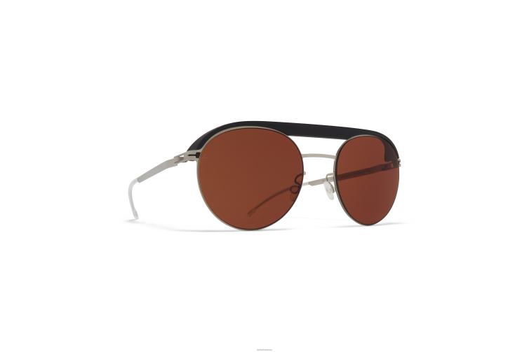 MYKITA ml01 Leica-Sonnenbrille Rahmen: MH49 Pechschwarz/Mattsilber | Linse: Leica Amber Solid J6D2258