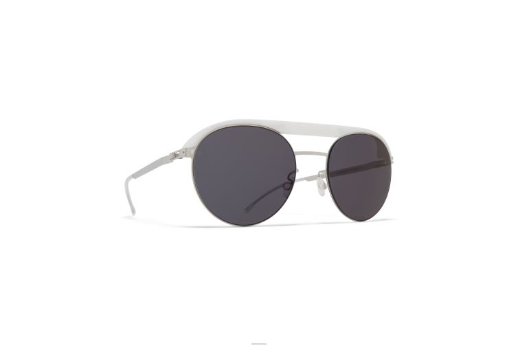 MYKITA ml01 Leica-Sonnenbrille Rahmen: MH52 Signalweiß/glänzendes Silber | Linse: Leica Black Solid J6D2261