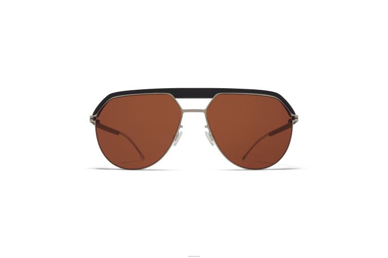 MYKITA ml02 Leica-Sonnenbrille Rahmen: MH49 Pechschwarz/Mattsilber | Linse: Leica Amber Solid J6D2264