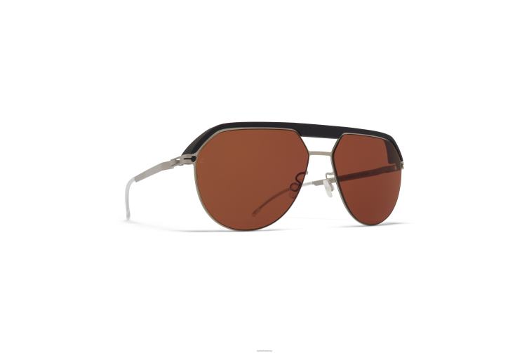 MYKITA ml02 Leica-Sonnenbrille Rahmen: MH49 Pechschwarz/Mattsilber | Linse: Leica Amber Solid J6D2264