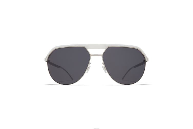 MYKITA ml02 Leica-Sonnenbrille Rahmen: MH52 Signalweiß/glänzendes Silber | Linse: Leica Black Solid J6D2265
