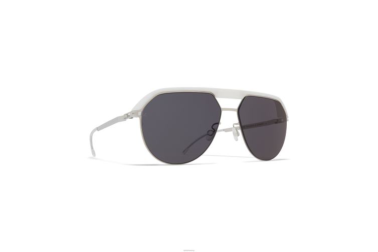 MYKITA ml02 Leica-Sonnenbrille Rahmen: MH52 Signalweiß/glänzendes Silber | Linse: Leica Black Solid J6D2265