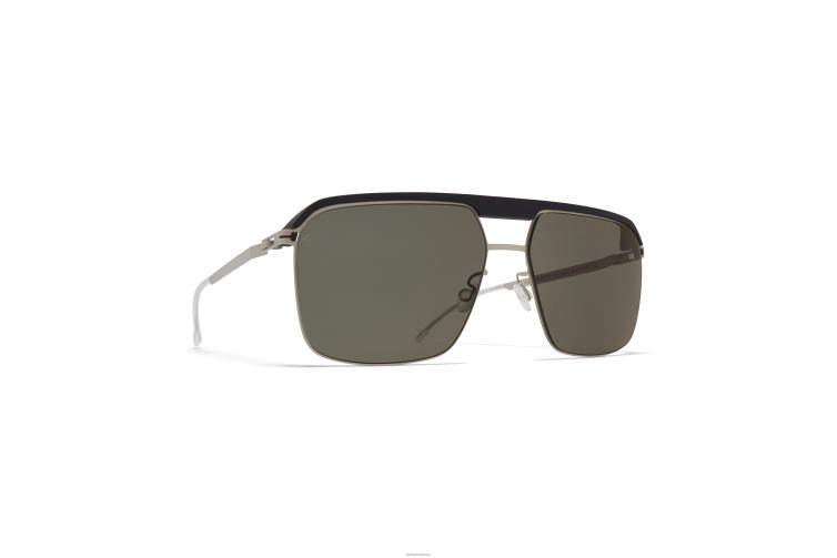 MYKITA ml03 Leica-Sonnenbrille Rahmen: MH49 Pechschwarz/Mattsilber | Linse: Leica G15 Solid J6D2268