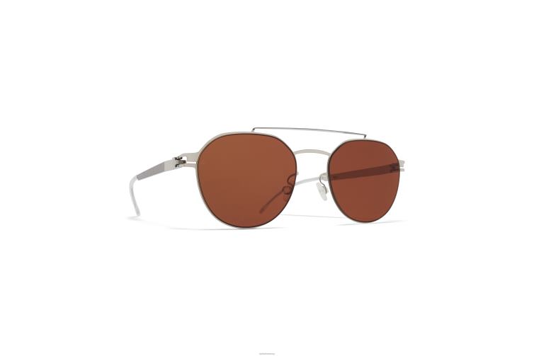 MYKITA ml04 Leica-Sonnenbrille Rahmen: glänzendes Silber/Titangrau|Linse: Leica Amber Solid J6D2270
