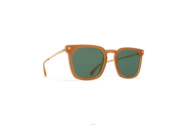 MYKITA Borga Lite-Sonnenbrille Rahmen: c99 braun dunkelbraun/glänzend go|Linse: polarisiert pro grün 15 J6D22115