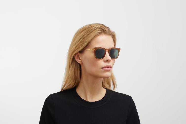 MYKITA Borga Lite-Sonnenbrille Rahmen: c99 braun dunkelbraun/glänzend go|Linse: polarisiert pro grün 15 J6D22115