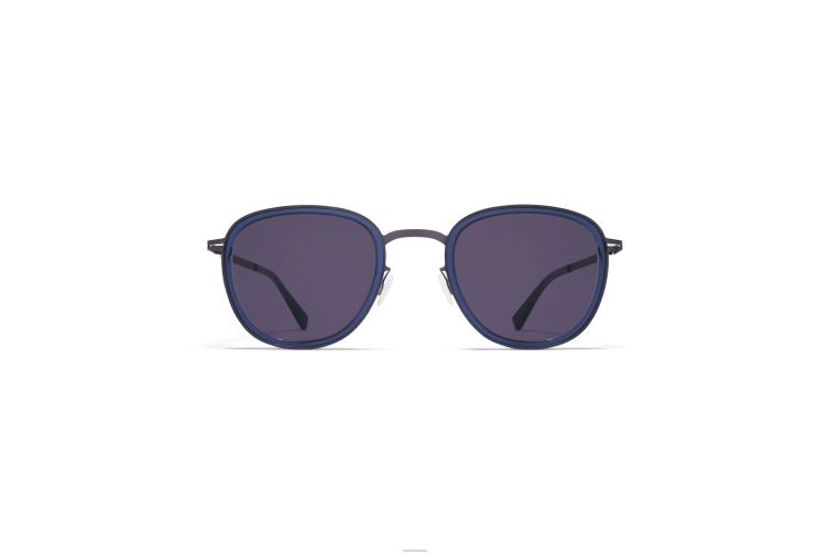 MYKITA Helmi Lite-Sonnenbrille Rahmen: A66 Blackberry/Deep Ocean | Gläser: Cool Grey Solid J6D22195
