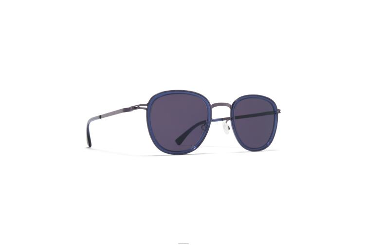MYKITA Helmi Lite-Sonnenbrille Rahmen: A66 Blackberry/Deep Ocean | Gläser: Cool Grey Solid J6D22195