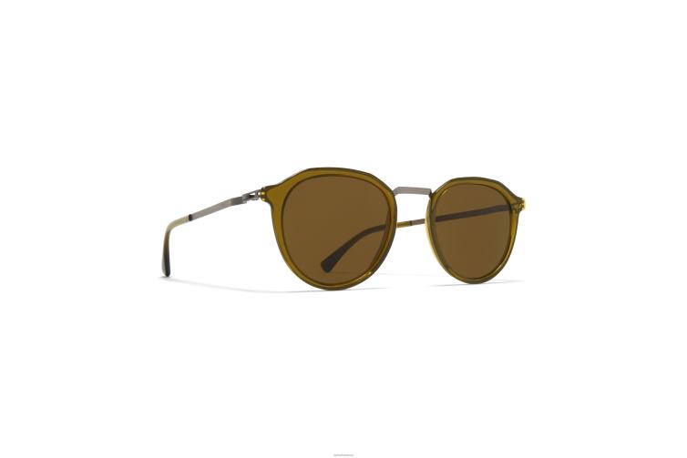 MYKITA Paulson Lite-Sonnenbrille Rahmen: A67 Graphit/Peridot | Gläser: Raw Brown Solid J6D22216