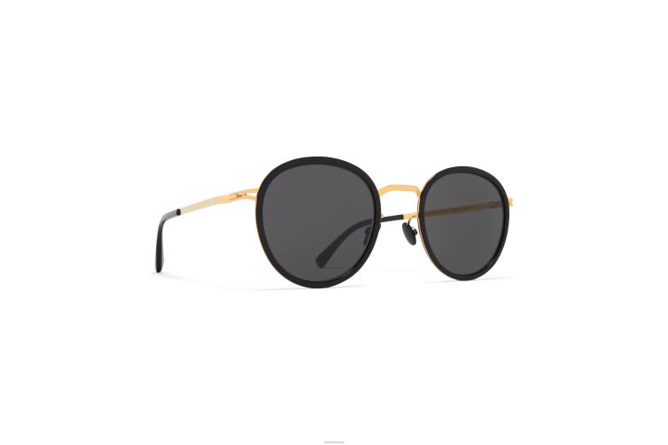 MYKITA Tuwa Lite-Sonnenbrille Rahmen: A15 glänzendes Gold/Schwarz | Gläser: dunkelgrau massiv J6D22222