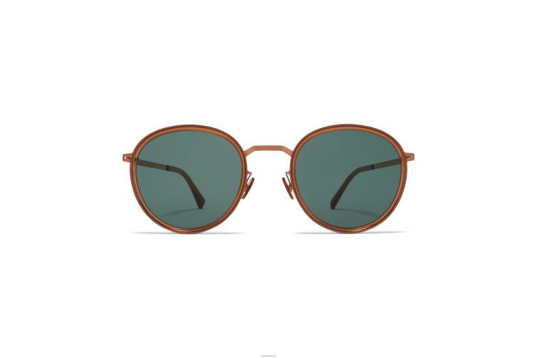 MYKITA Tuwa Lite-Sonnenbrille Rahmen: A40 glänzendes Kupfer/Topas|Linse: dunkelgrün massiv J6D22224