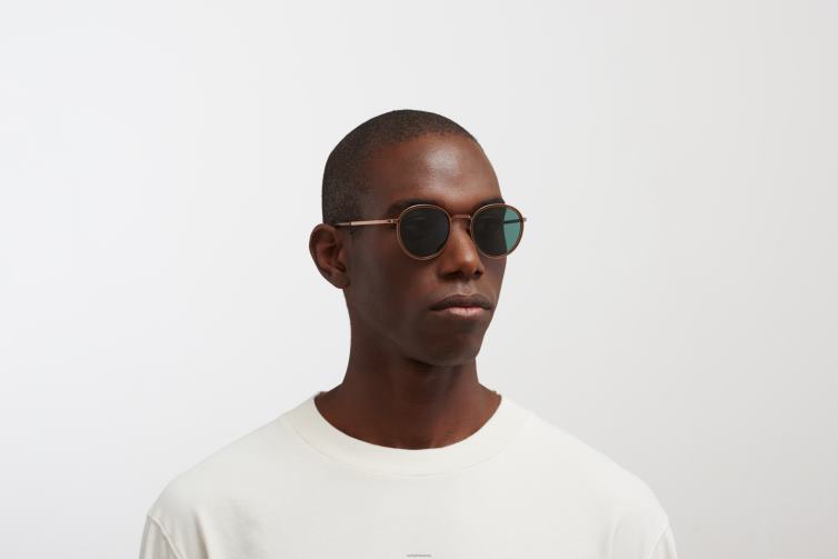 MYKITA Tuwa Lite-Sonnenbrille Rahmen: A40 glänzendes Kupfer/Topas|Linse: dunkelgrün massiv J6D22224