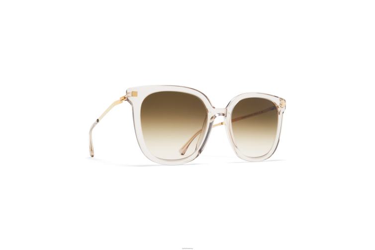 MYKITA Viska Lite-Sonnenbrille Rahmen: C1 Champagner/Glanzgold | Gläser: Rohbraun mit Farbverlauf J6D22128