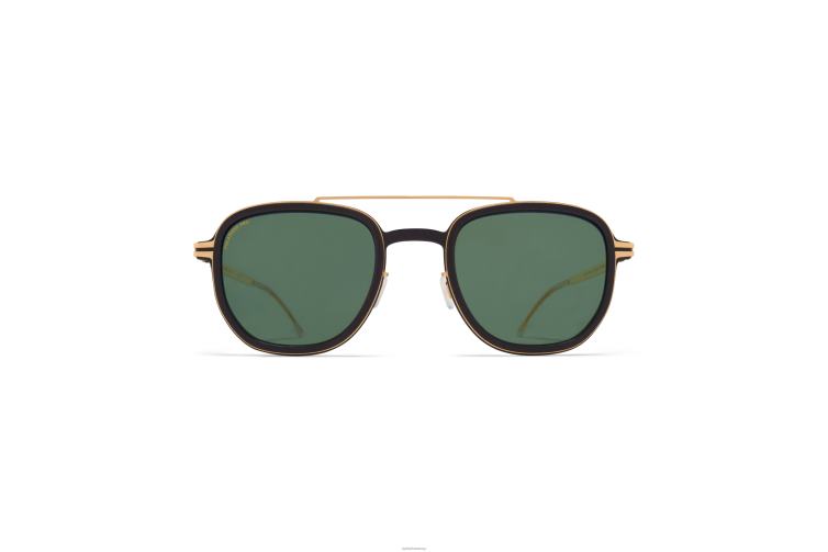 MYKITA Erle Mylon-Sonnenbrille Rahmen: MH7 Pitch Black/Glanzgold|Gläser: Polarized Pro Green 15 J6D2246