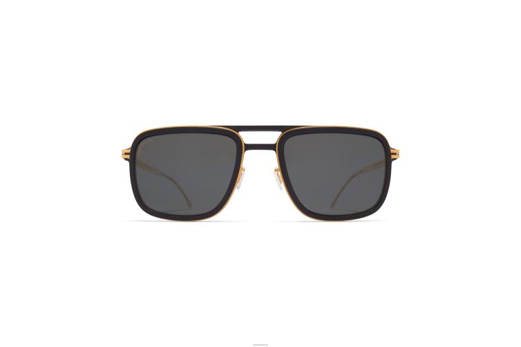 MYKITA Fichte Mylon-Sonnenbrille Rahmen: MH7 Pitch Black/Glanzgold | Gläser: Polarized Pro Hi-Con Grey J6D2255