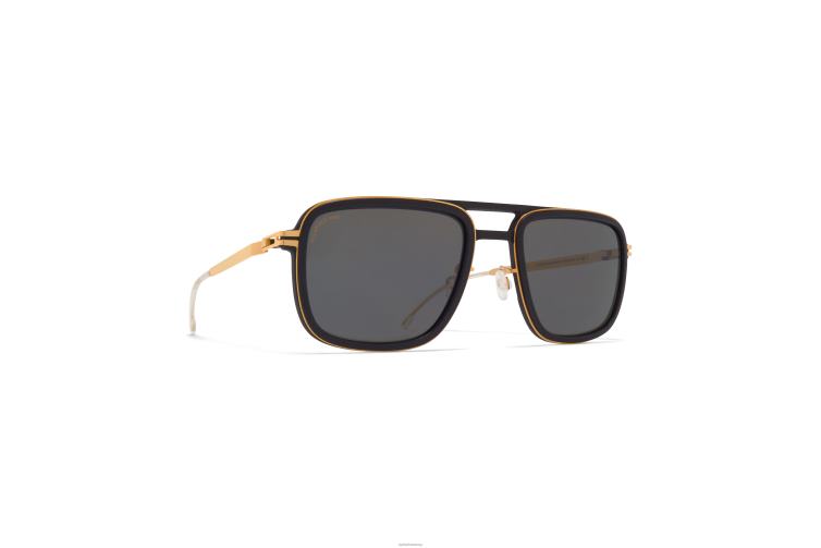 MYKITA Fichte Mylon-Sonnenbrille Rahmen: MH7 Pitch Black/Glanzgold | Gläser: Polarized Pro Hi-Con Grey J6D2255