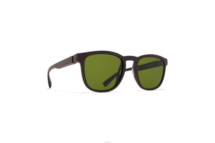 MYKITA Liebes Mylon-Sonnenbrille Rahmen: MD22 Ebenholzbraun | Gläser: grün massiv J6D22147