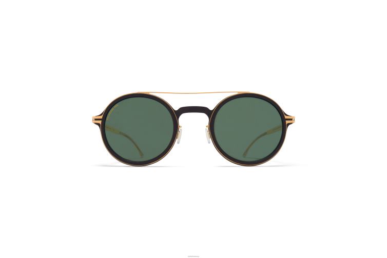 MYKITA Schierling Mylon-Sonnenbrille Rahmen: MH7 Pitch Black/Glanzgold|Gläser: Polarized Pro Green 15 J6D2249