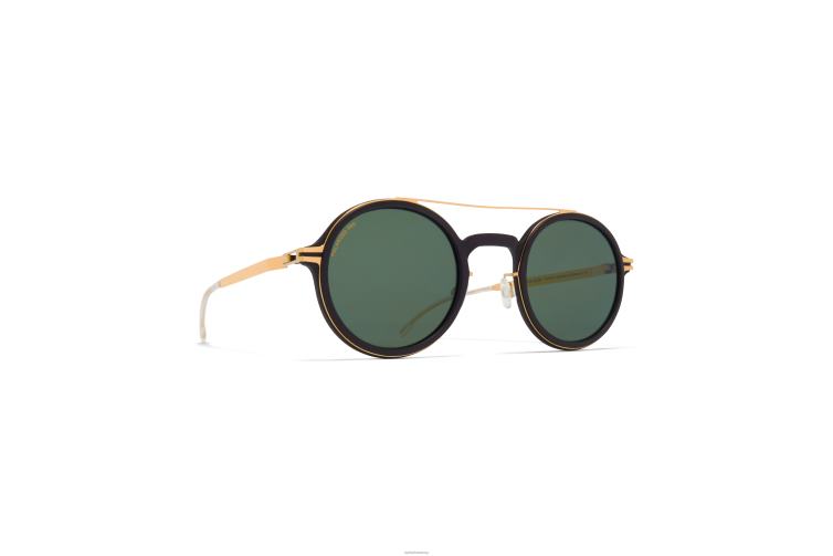 MYKITA Schierling Mylon-Sonnenbrille Rahmen: MH7 Pitch Black/Glanzgold|Gläser: Polarized Pro Green 15 J6D2249