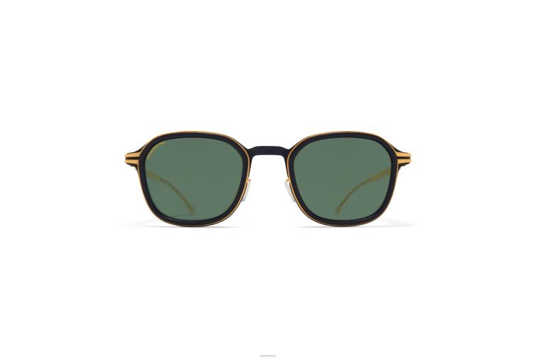 MYKITA Tanne Mylon-Sonnenbrille Rahmen: MH7 Pitch Black/Glanzgold|Gläser: Polarized Pro Green 15 J6D22144