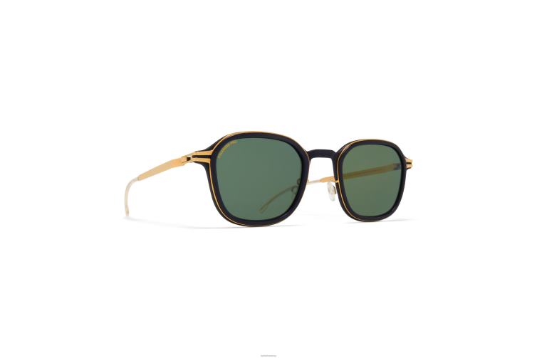 MYKITA Tanne Mylon-Sonnenbrille Rahmen: MH7 Pitch Black/Glanzgold|Gläser: Polarized Pro Green 15 J6D22144