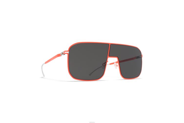 MYKITA studio12.2 Studio-Sonnenbrille Rahmen: Neonrot | Gläser: dunkelgrauer Vollschirm J6D2238